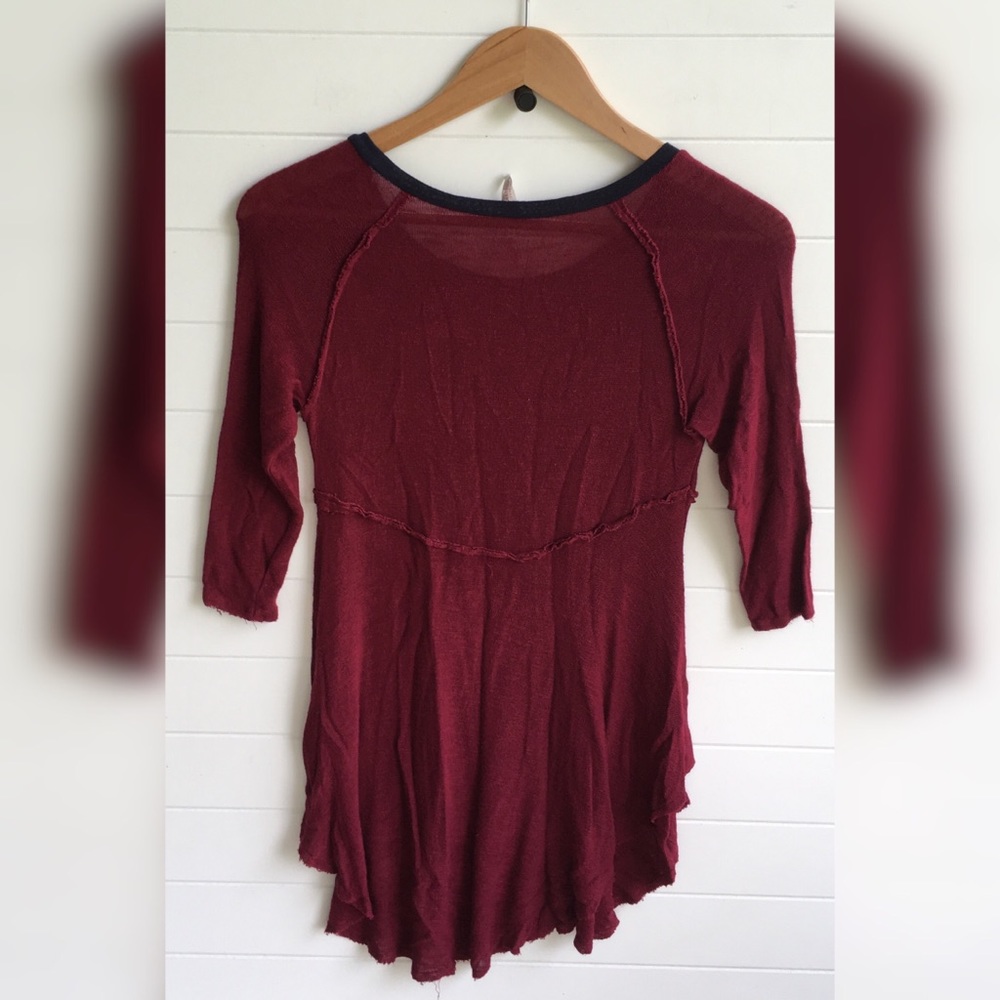 Free People Intimately Weekends Layer Tee Maroon - Picture 3 of 5
